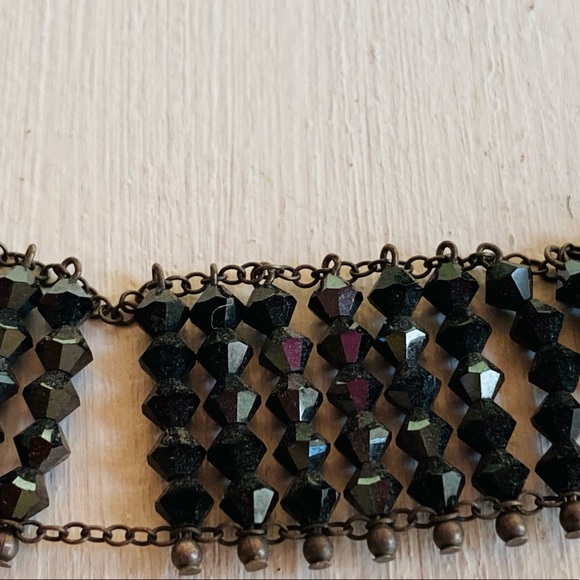 Vintage Black Crystal Beaded Choker Necklace - Picture 11 of 14